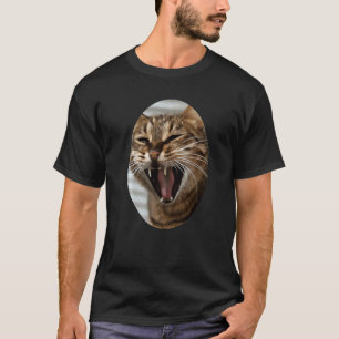 Tabby Cat Yawning Artistic Portrait T-Shirt