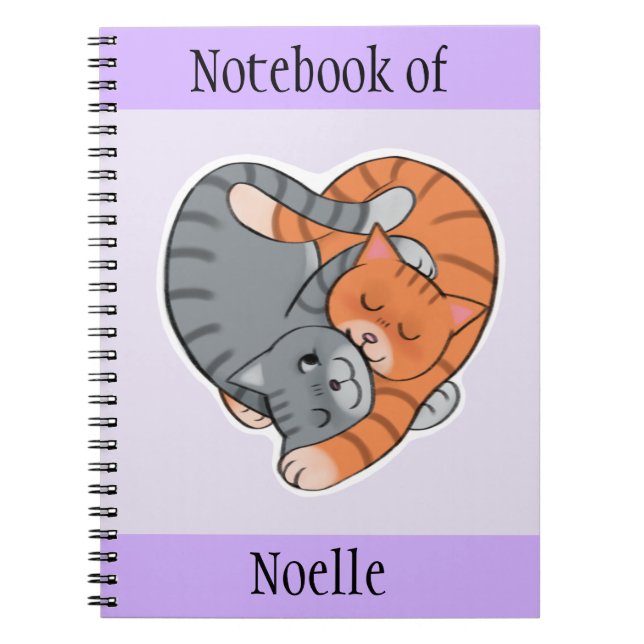 Tabby Cats Heart Lovers Notebook (Front)