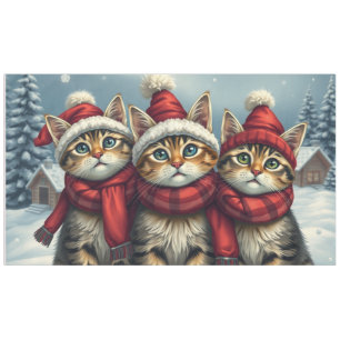 Tabby Cats in Preppy Winter Attire and Hat Winter Tablecloth
