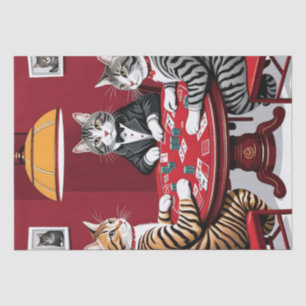 Tabby Cats Playing Poker Tissue Paper