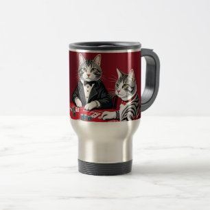 Tabby Cats Playing Poker Travel Mug