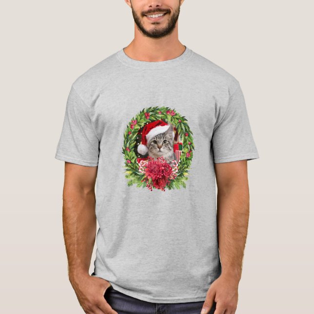 Tabby Christmas Wreath T-Shirt (Front)