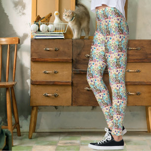 Tabby Fairy Cat Mushroom Floral Leggings