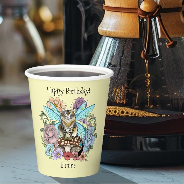 Tabby Fairy Cat Mushroom Floral Paper Cups (Creator Uploaded)