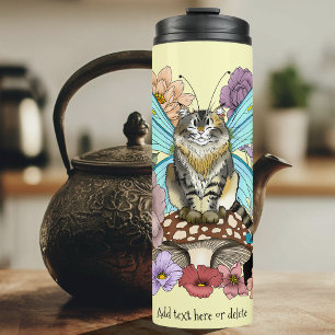 Tabby Fairy Cat Mushroom Floral Thermal Tumbler