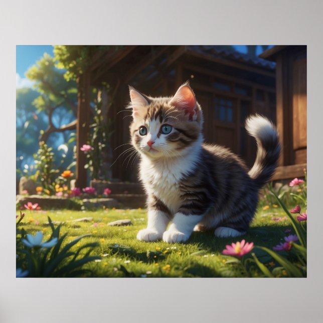 *~* TABBY GARDEN Kitty Cat 5:4 Feline Kitten Poster (Front)