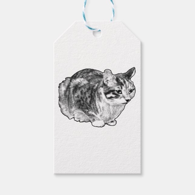 Tabby Gift Tag with Snowy Dots (Front)