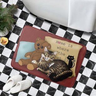 Tabby Home Burgundy Cat Bath Mat