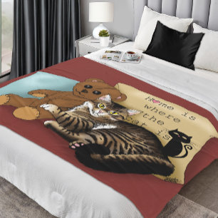 Tabby Home Burgundy Cat Fleece Blanket
