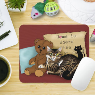 Tabby Home Burgundy Cat Mouse Mat