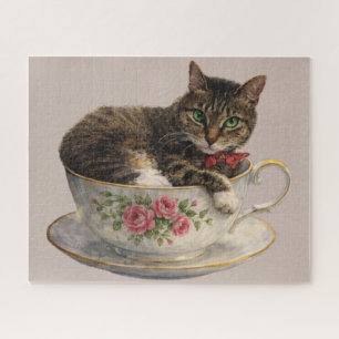 Tabby in a Teacup Jigsaw Puzzle