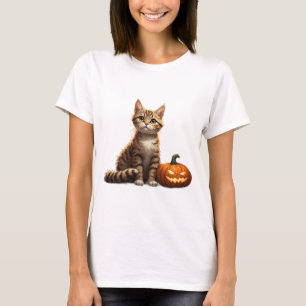 Tabby Kitten Autumn Halloween Theme 🎃 T-Shirt