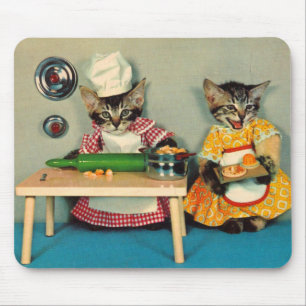 tabby kitten chef and tabby kitten assistant mouse mat