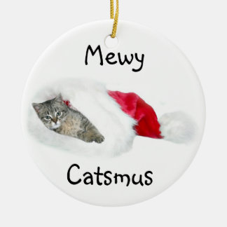 Tabby kitten Christmas Ceramic Tree Decoration