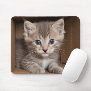 Tabby Kitten In Cardboard Box Mouse Mat