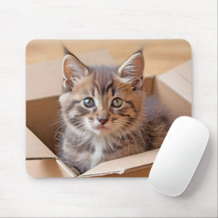 Tabby Kitten In Cardboard Box Mouse Mat