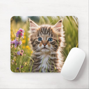 Tabby Kitten In Country Meadow Mouse Mat