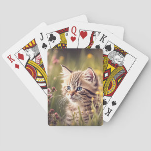 Tabby Kitten In Wildflowers Playing Cards