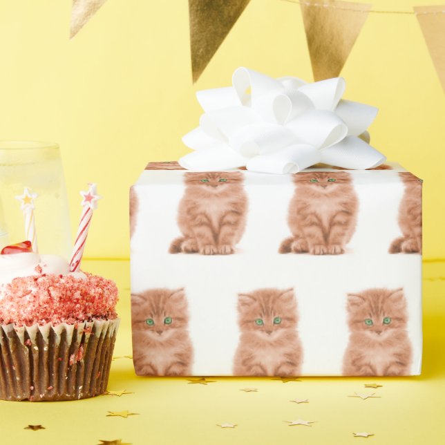 Tabby Kitten On White   Wrapping Paper (Birthday Party)