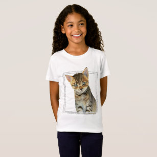 Tabby Kitten Painting with Faux Marble Frame T-Shirt