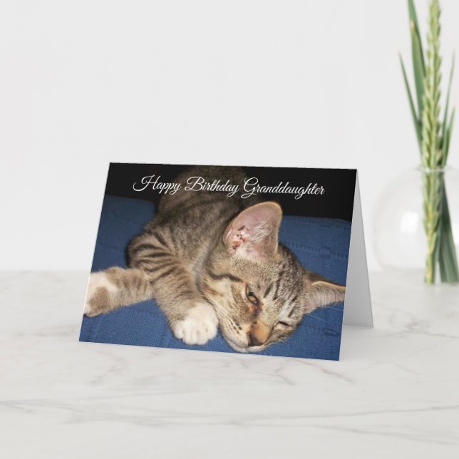 Tabby Kitten Personalised Granddaughter Birthday Card (Front)