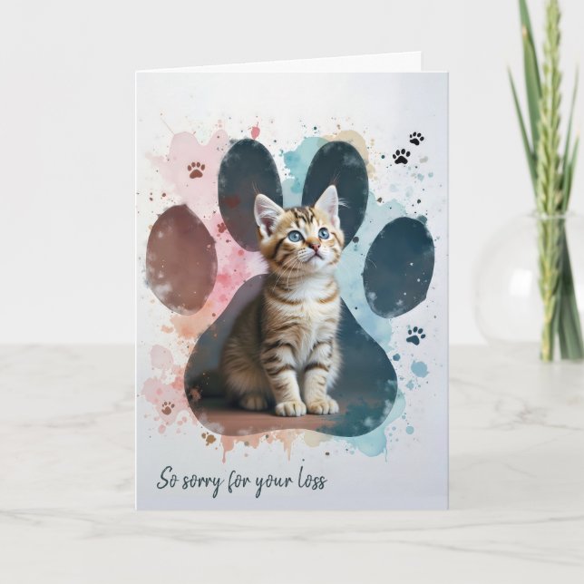 Tabby Kitten Pet Sympathy Card (Front)