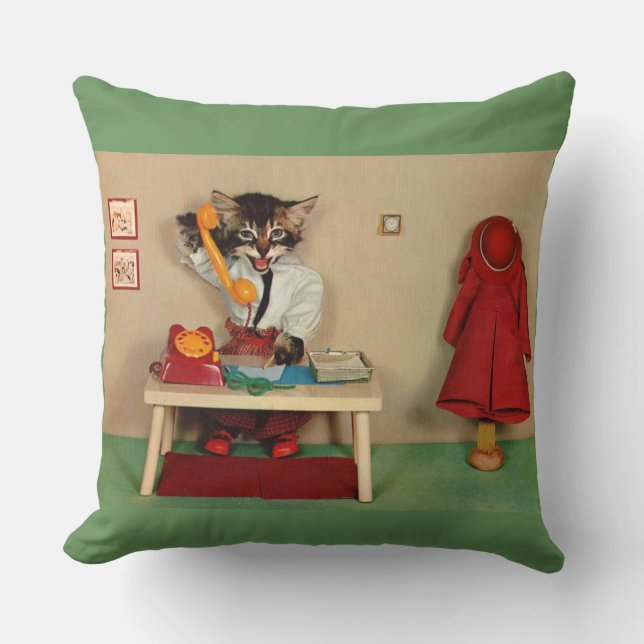 tabby kitten secretary cushion (Front)