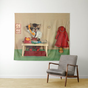 tabby kitten secretary tapestry