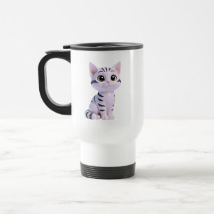  Tabby Kitten Sitting Travel Mug