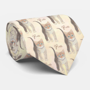 Tabby Kitten With Text Necktie