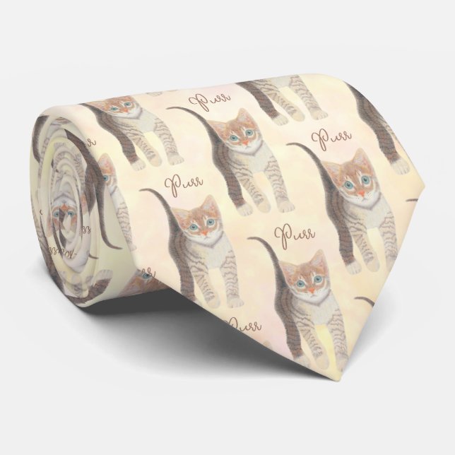 Tabby Kitten With Text Necktie (Rolled)