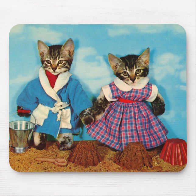 tabby kittens on the beach RPPC Mouse Mat (Front)