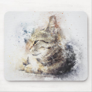 Tabby Love   Abstract   Watercolor Mouse Mat