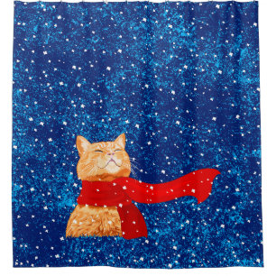 Tabby loves Snow Shower Curtain