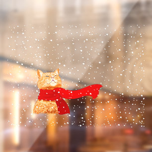 Tabby loves Snow Window Cling