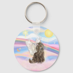 Tabby Norwegian Forest Cat  - Angel Key Ring