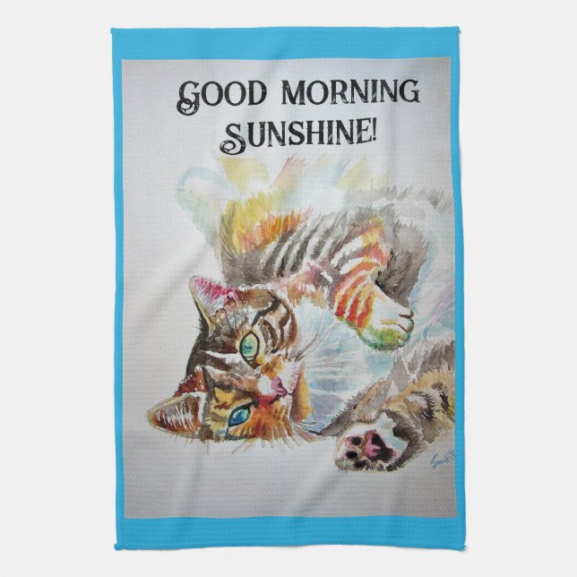 Tabby tabbies Cute Cat cats watercolor Tea Towel (Vertical)