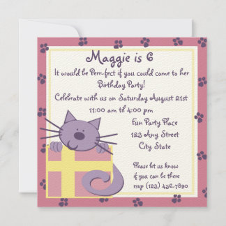 Tabby Toes Kitten Party Invitation