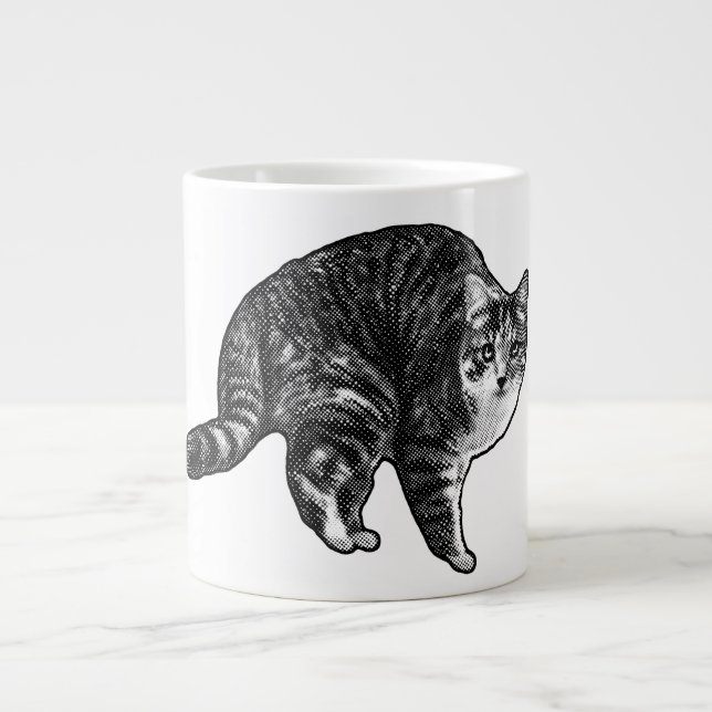 Tabby Under Snowlight Glow Large Coffee Mug (Front)