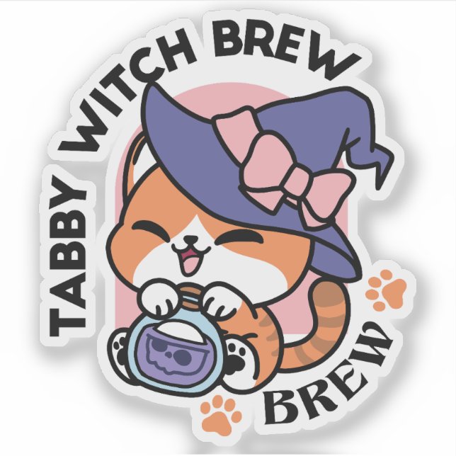 Tabby Witch Brew – Cute Halloween Cat Design (Front)