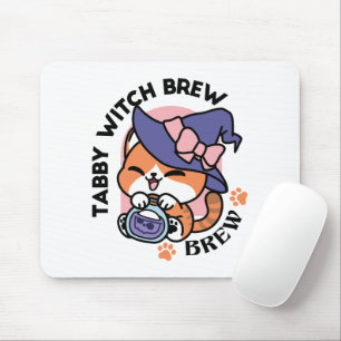 Tabby Witch Brew – Cute Halloween Cat Design Mouse Mat