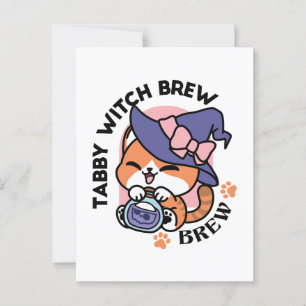 Tabby Witch Brew – Cute Halloween Cat Design Postcard