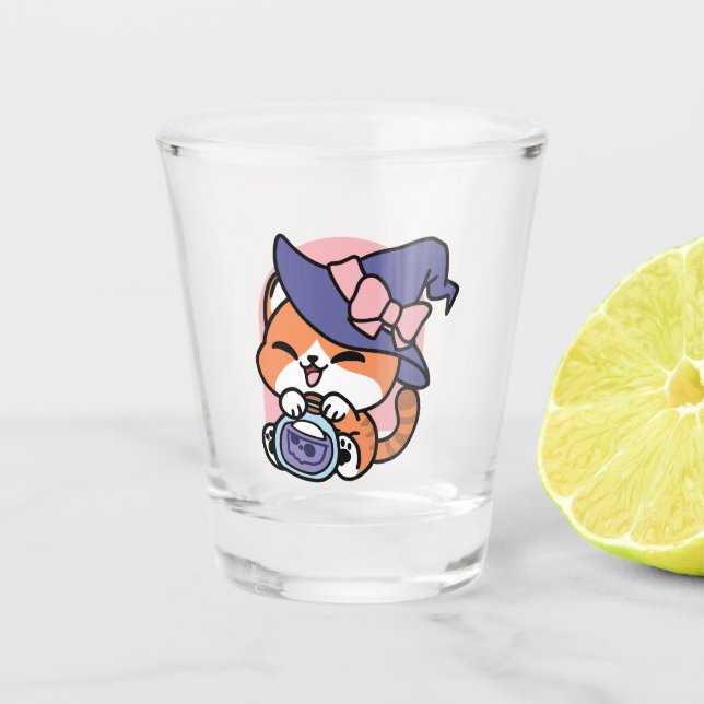 Tabby Witch Brew – Cute Halloween Cat Design Shot Glass (Front)
