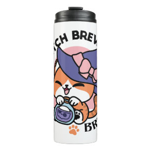 Tabby Witch Brew – Cute Halloween Cat Design Thermal Tumbler