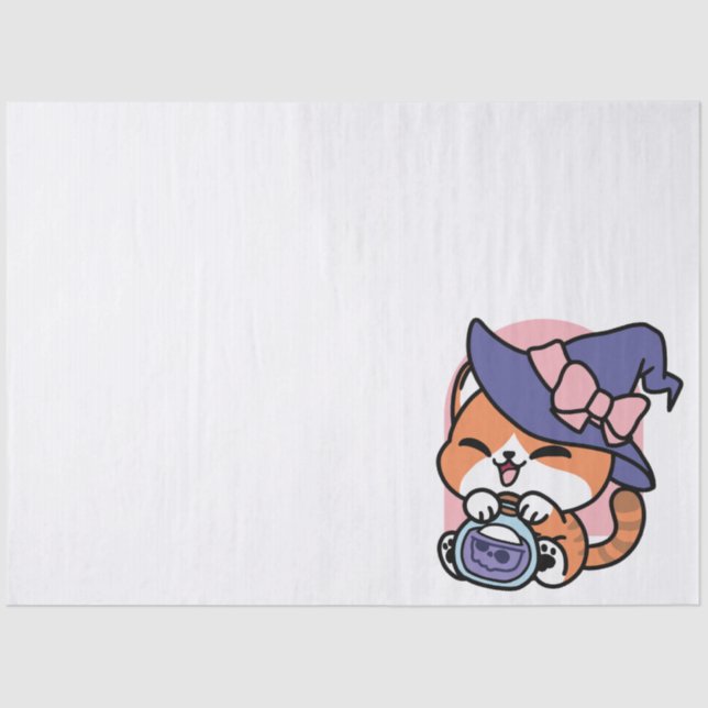 Tabby Witch Brew – Cute Halloween Cat Design Tissue Paper (Front)