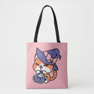Tabby Witch Brew – Cute Halloween Cat Design Tote Bag
