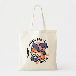 Tabby Witch Brew – Cute Halloween Cat Design Tote Bag