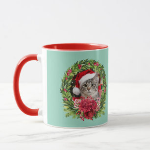Tabby Wreath Christmas  Mug