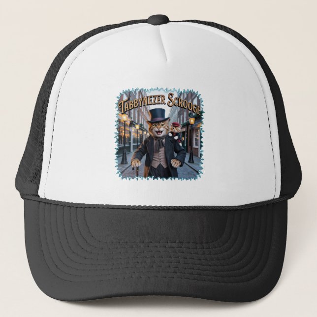 Tabbynezer Scrooge Illustration – Tabby Scrooge Trucker Hat (Front)