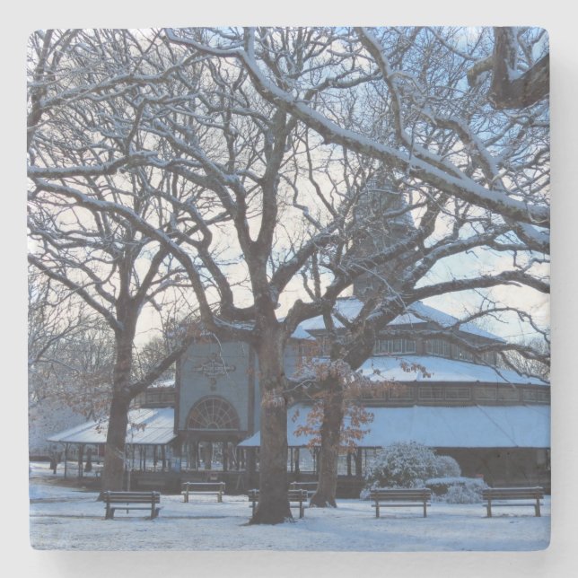 Tabernacle Morning After Snow - Martha's Vineyard Stone Coaster (Front)